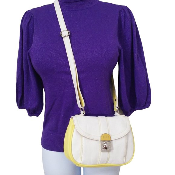 Elle Vegan Pleather Crossbody Shoulder Bag Purse 8x6 Logo Magnetic Pockets Zips - Picture 2 of 11